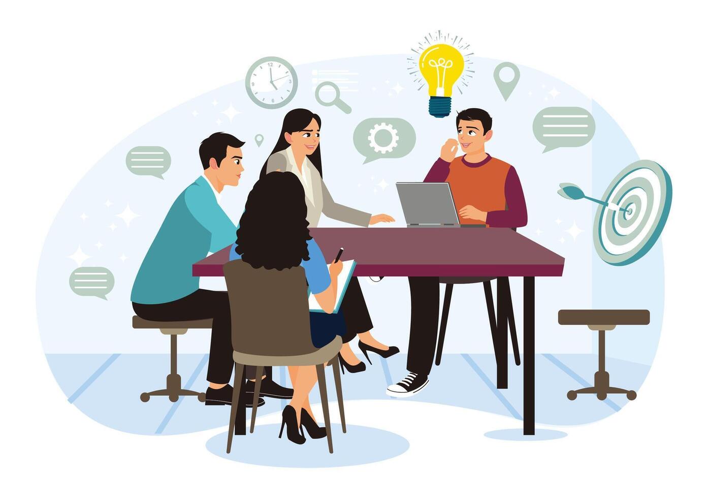 SpaceCraft Interiors team working on design plans in modern office
